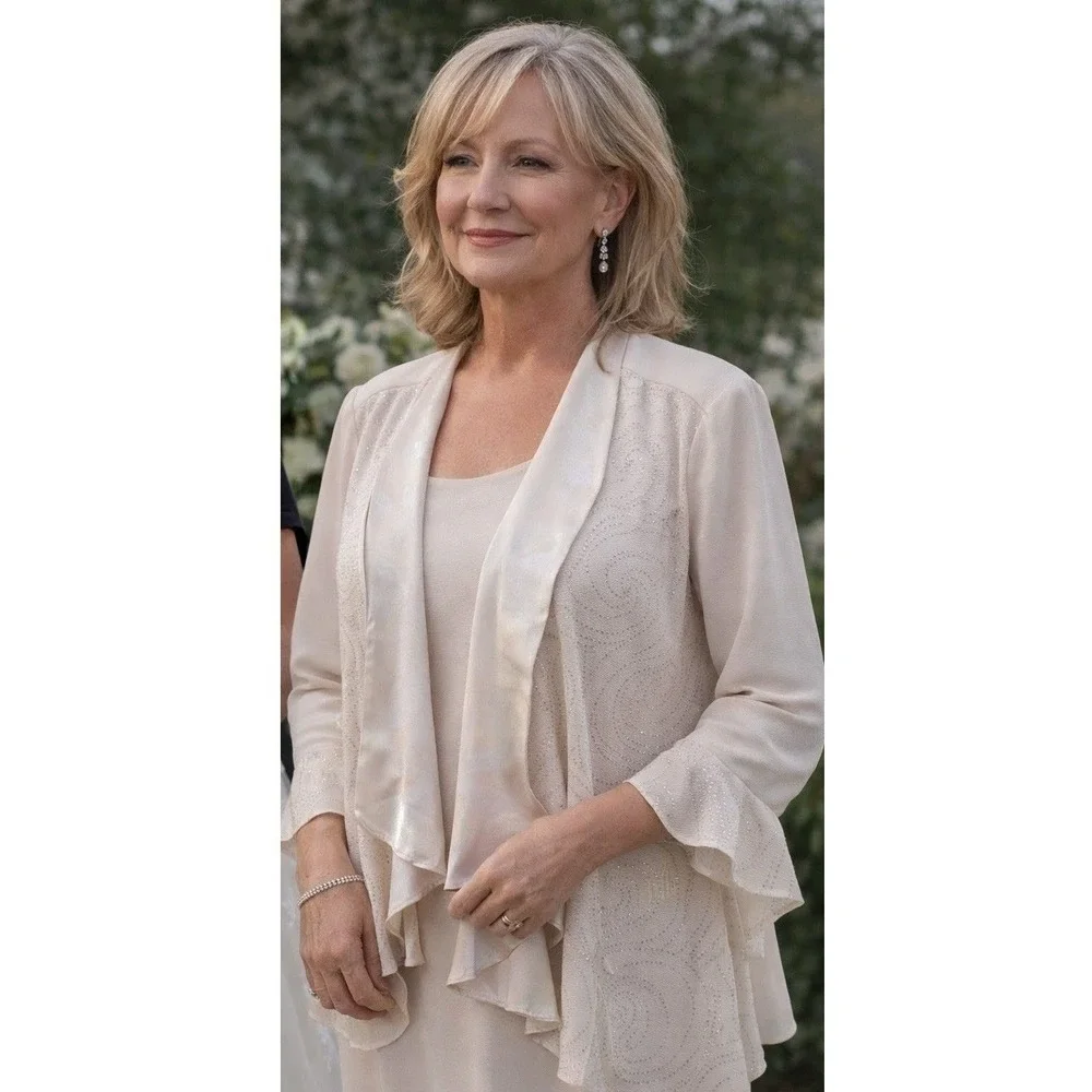 Dana Kay Open Jacket Blazer 18W Ivory Embellished‎ Wedding Guest Mother Of Bride